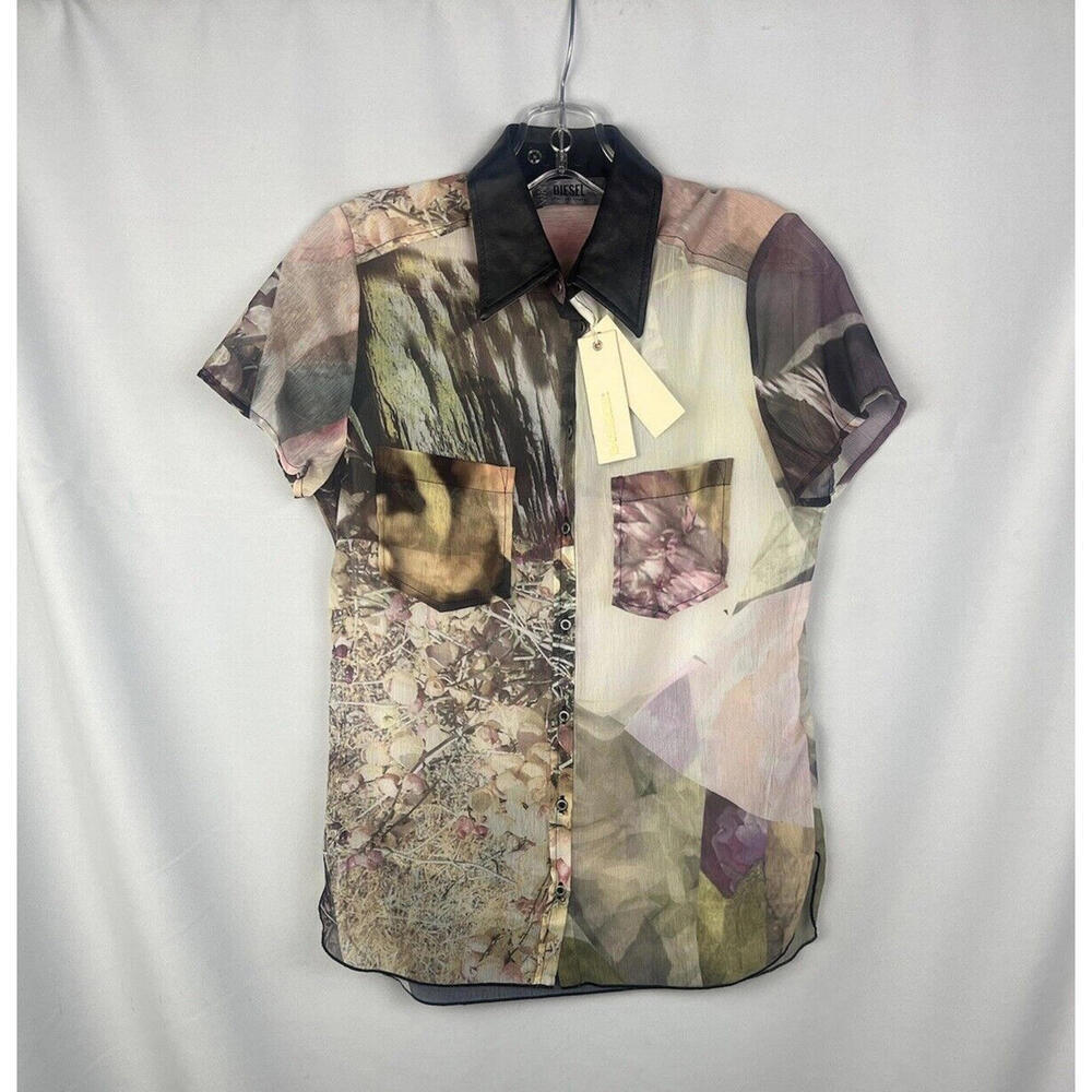 Diesel C-Alumpia Short Sleeve Floral Button-Up Shirt Size XS